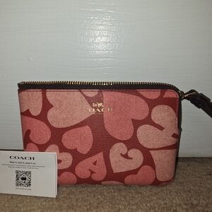 Coach Red and Pink Heart Wristlet
